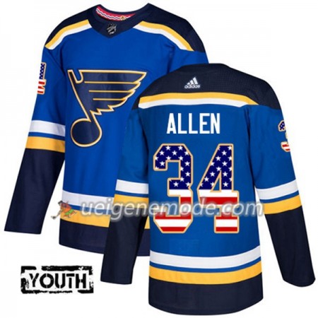 Kinder Eishockey St. Louis Blues Trikot Jake Allen 34 Adidas 2017-2018 Blue USA Flag Fashion Authentic